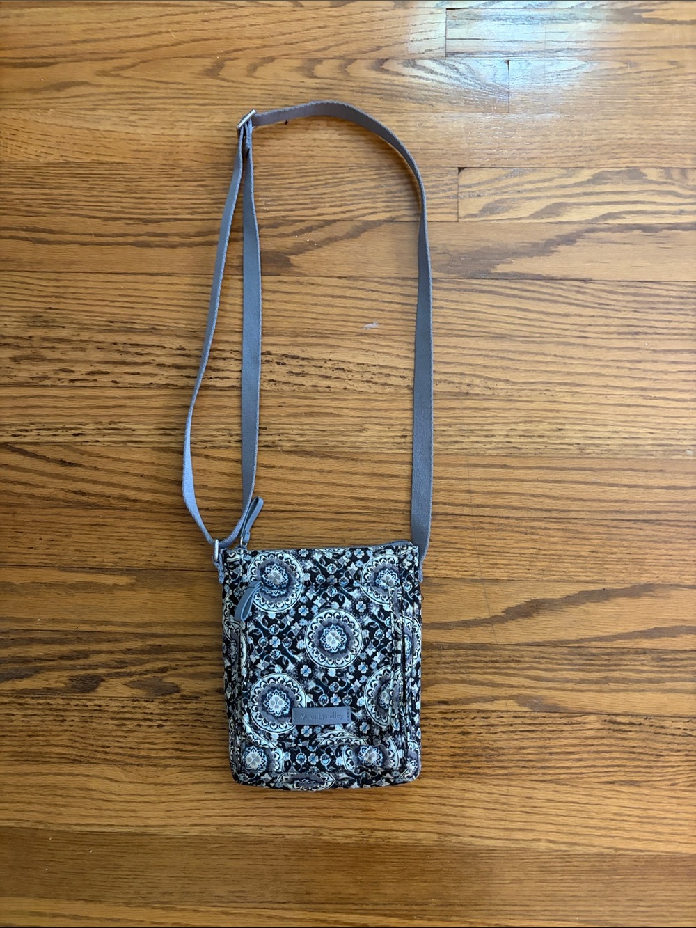 Vera Bradley Quilted Crossbody Bag - Gray Floral Pattern